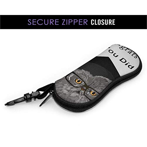 SDFGJ Estuche para gafas de sol con mosquetón, estuche blando para gafas portátiles Lovely Cat You Did It Congrats Grad Celebrate Graduation