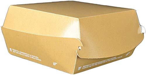 SDG - Lote de 50 sándwiches de papel, 12 x 12 x 11 (altura) cm, ecológicos, con tapa abatible, para transportar hamburguesas