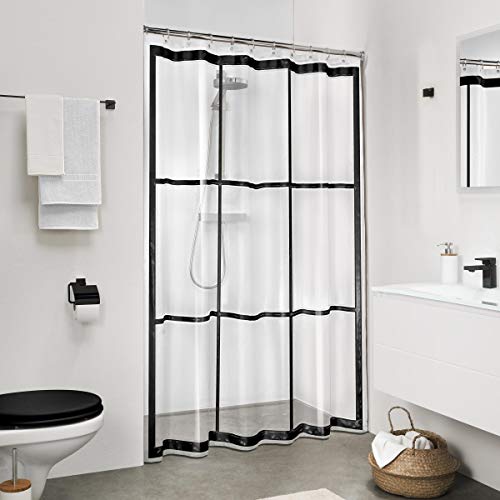 Sealskin Brix Cortina de Ducha, Peva, Transparente Y Negro, 180x200 cm