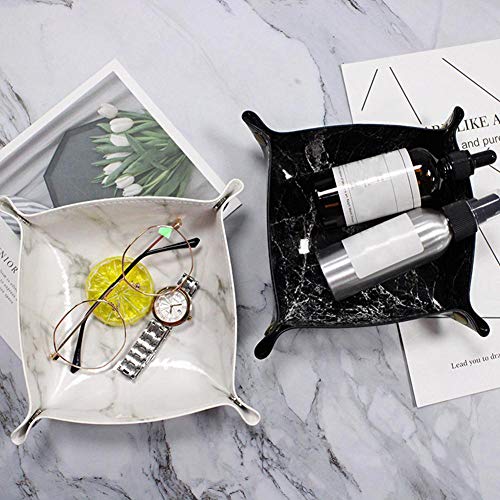 Seasaleshop Bandeja De Joyería Cuero De PU Reloj De Joyería Caja De Monedas Cambio De Bandeja Bandeja Cafetería Teléfonos Celulares Equipo De Oficina Diseño Veteado