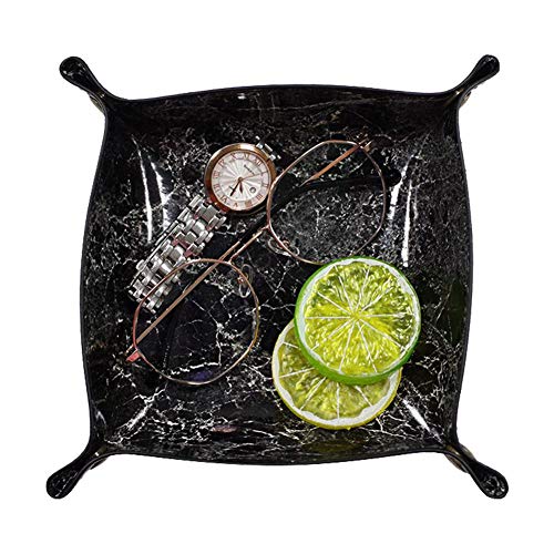 Seasaleshop Bandeja De Joyería Cuero De PU Reloj De Joyería Caja De Monedas Cambio De Bandeja Bandeja Cafetería Teléfonos Celulares Equipo De Oficina Diseño Veteado