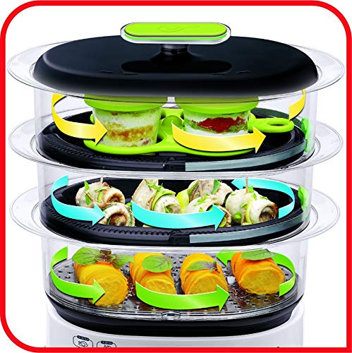 Seb VS404300 Vitacuisine Compact Vaporera sin BPA, potencia de 1800 W, capacidad de 10.3 L, color negro y cromo