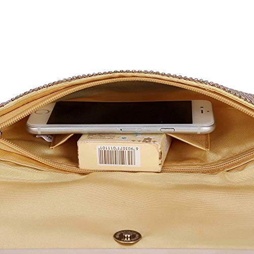 Selighting Bolso de Mano Diamante Cristal Noche Bolso Diamante Moldeada del Bolso de Embrague de Noche para Fiesta de Noche, Boda, Banquete de Novia (dorado)