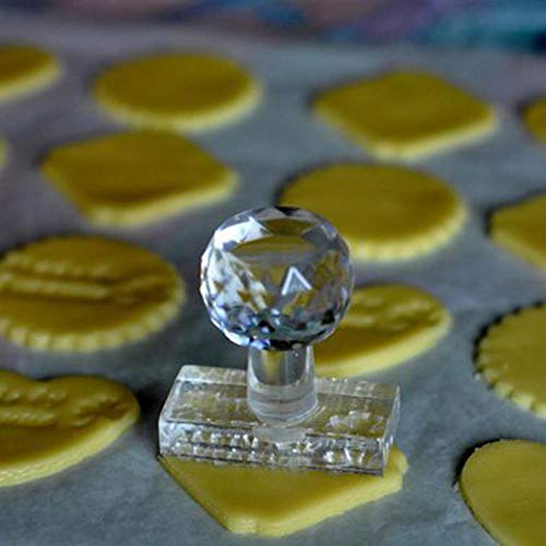 Sello de jabón de vidrio acrílico transparente hecho a medida por bricolaje Personalizar logotipo o patrones, sello de sello personalizado para velas de arcilla de galleta, 2 cm con mango