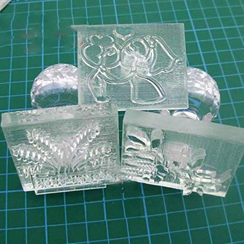 Sello de jabón de vidrio acrílico transparente hecho a medida por bricolaje Personalizar logotipo o patrones, sello de sello personalizado para velas de arcilla de galleta, 2 cm con mango