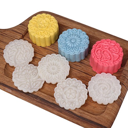 Sello para galletas con forma de luna, grosor ajustable, molde para decoración de galletas y pasteles de Navidad con presión manual, plástico abs, blanco, 5pcs 100g stamps