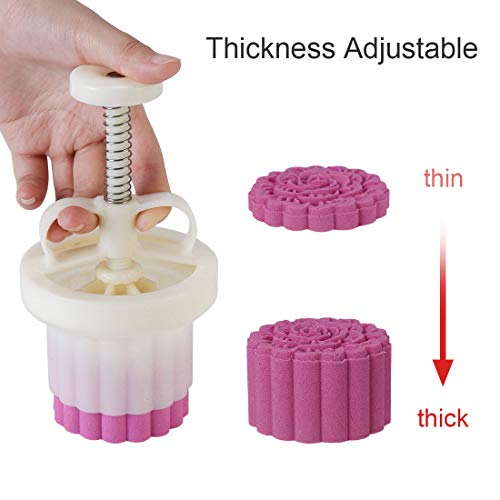 Sello para galletas con forma de luna, grosor ajustable, molde para decoración de galletas y pasteles de Navidad con presión manual, plástico abs, blanco, 5pcs 100g stamps