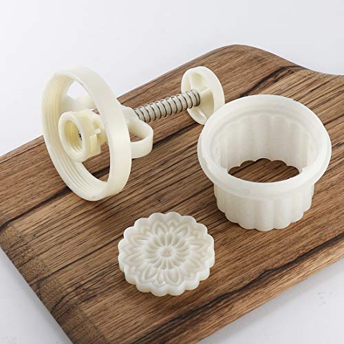 Sello para galletas con forma de luna, grosor ajustable, molde para decoración de galletas y pasteles de Navidad con presión manual, plástico abs, blanco, 5pcs 100g stamps