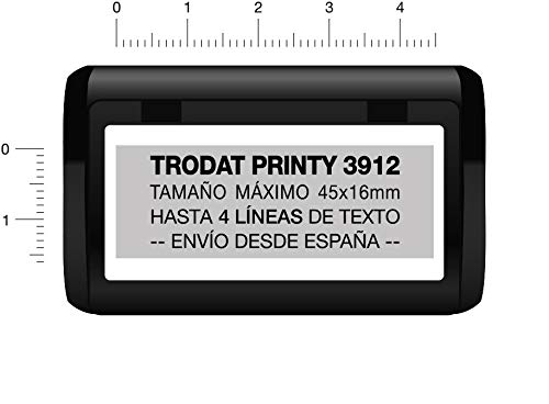 Sello Personalizado Trodat 3912, Sello de caucho con tinta, Sello autoentintable personalizado, Sello automático, Sello Empresa, Sello dirección (45 x 16 mm)