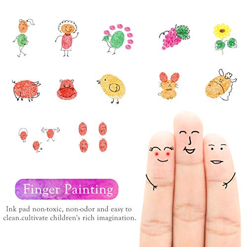 Sellos para Niños, Wokkol Tintas Arbol Huellas Tinta para Sellos Arco Iris Color de Huellas Dactilares Almohadilla de Tinta Para Sellos de Goma Socio Tarjetas y Niños DIY Scrapbooking (20 Colores)