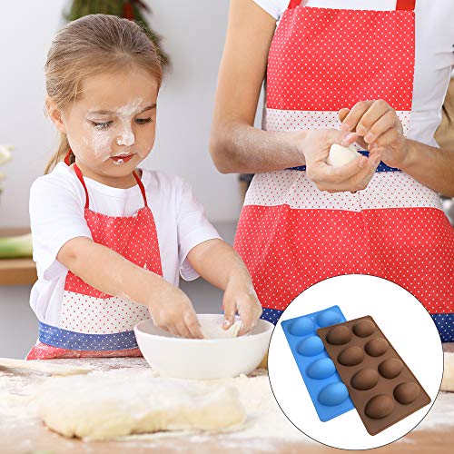 SENHAI 3 moldes de silicona en forma de huevo, 8 cavidades de grado alimenticio para decoración de tartas, chocolate, pastelería, pan, cubitos de hielo, jabón, rosa, azul, marrón