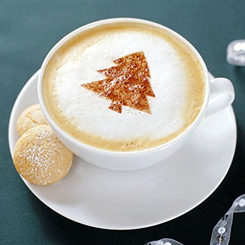 Senhai 32 piezas Decoracion de cafe Plantillas, Espuma Latté Plantillas Barista Modelo para decorar Harina de avena Magdalena Chocolate caliente para adulto Niños