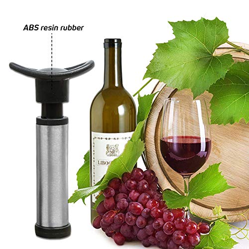 SENHAI - Bomba de vino con 15 tapones para botella de vino, dispensador de vacío y tapón de goma para vino con marcadores de fecha para quitar el aire y el sellado al vacío