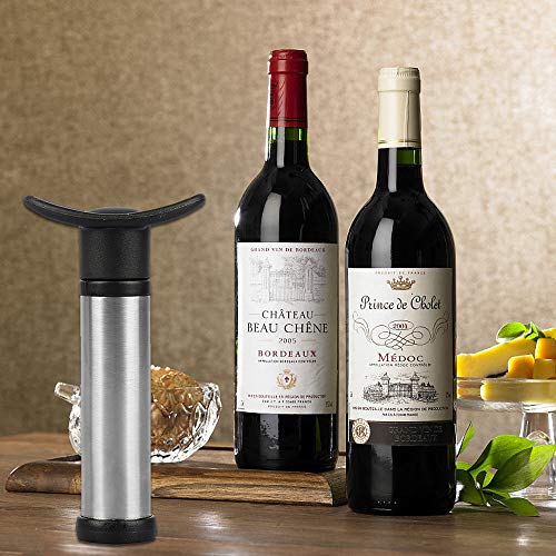 SENHAI - Bomba de vino con 15 tapones para botella de vino, dispensador de vacío y tapón de goma para vino con marcadores de fecha para quitar el aire y el sellado al vacío