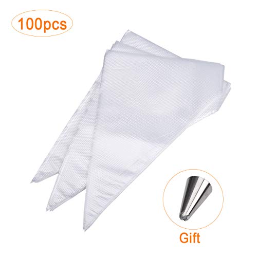 SenPuSi 100pcs Bolsas de Pastelería Mangas, Mangas Pasteleras Desechables DIY Decoración de Pasteles Herramientas para Hornear Bizcocho, Galleta, Cupcake y Hojaldre