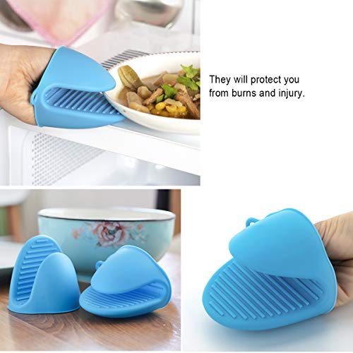 SenPuSi Guantes De Silicona, 4 Piezas Horno Guantes Accesorios Necesarios para La Cocina Panadería Postre Tienda para Hornear Tamaño （Rosa，Azul）