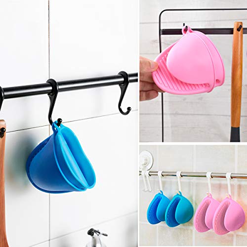 SenPuSi Guantes De Silicona, 4 Piezas Horno Guantes Accesorios Necesarios para La Cocina Panadería Postre Tienda para Hornear Tamaño （Rosa，Azul）