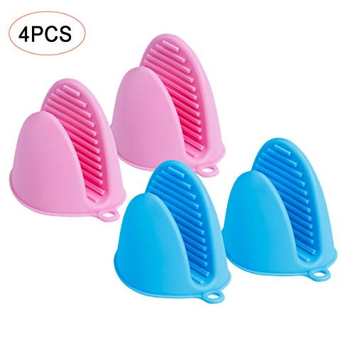 SenPuSi Guantes De Silicona, 4 Piezas Horno Guantes Accesorios Necesarios para La Cocina Panadería Postre Tienda para Hornear Tamaño （Rosa，Azul）