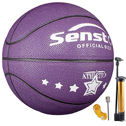 Senston Balon Baloncesto Niños Fluorescente Balon de Baloncesto Pelota Baloncesto de Cuero Sintético de Tamaño 5