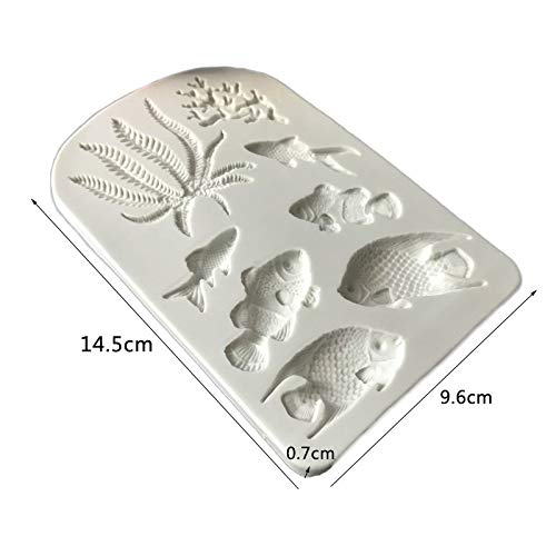 Septiembre-Europe Moldes de silicona para tartas de mousse de color marino, tamaño bio, colección de peces, creativos, 3D, moldes de pez dorado
