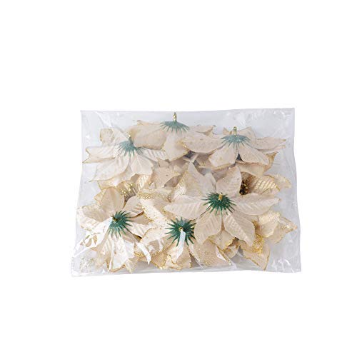 SERWOO 24pcs Flores Artificiales Decoraciones Árbol Navidad Boda Fiesta DIY Color Dorado (Diámetro 15 cm)