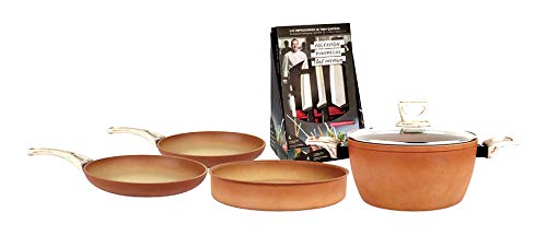 Set Amercook sartén de 24 cm y 26 cm, cacerola 24 cm. y cazuela 26 cm. + set de 4 cuchillos Chef Premium