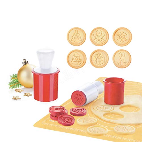 Set de 6 sellos de Navidad para galletas de grado FDA, para nieve, mariposas, manualidades, moldes de sello, moldes de decoración para hornear Christmas Theme