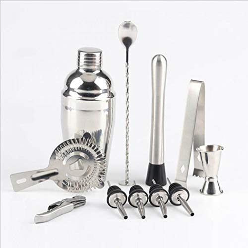 Set de coctel con elegante base de bambú para cocina Martini y herramientas de barra de acero inoxidable 9 piezas (350 ml)