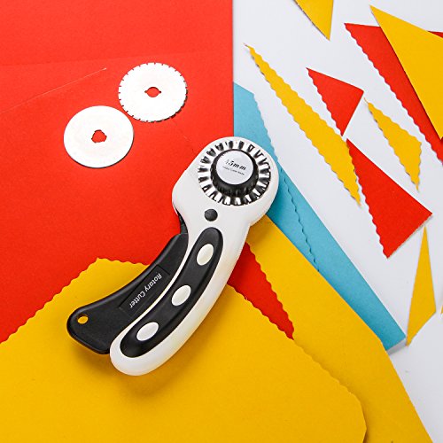 Set de Cortador Rotatorio de 45mm, Cortador Rotatorio AGPtek con 7 Cuchillas Rotatorias de Repuesto, Cuchillas Rotatorias y Seguro para un Corte Preciso, Ideal para Costura Tela Cuero Bordado y Más
