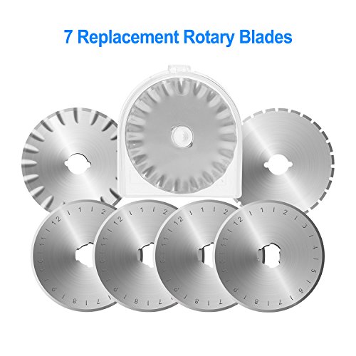 Set de Cortador Rotatorio de 45mm, Cortador Rotatorio AGPtek con 7 Cuchillas Rotatorias de Repuesto, Cuchillas Rotatorias y Seguro para un Corte Preciso, Ideal para Costura Tela Cuero Bordado y Más