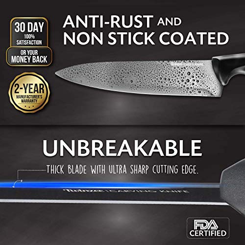 Set de Cuchillos de Cocina, 16 piezas con Portacuchillos Gratuito - Cuchillos de Cocina de Acero Inox, Anti-Corrosión, Antiadherentes- Bloque de Cuchillos de Cocina Profesionales, no retiene Bacterias