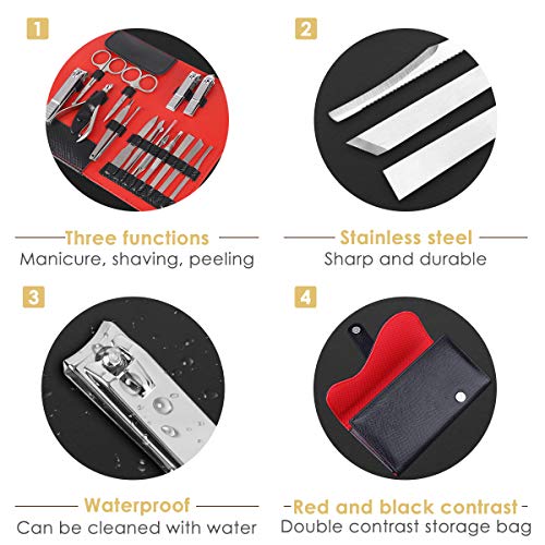 Set de manicura NAVANINO Juego de cortaúñas para manicura de 16 piezas estuche para cortaúñas de acero inoxidable con estuche de cuero kit de belleza para viajes de manicura y pedicura regalo