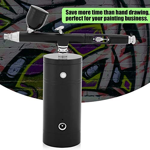 Set de Pistola - 0,3 mm Mini compresor de Aire Pistola de pulverización, del Arma del aerógrafo, 7CC Conjunto de Capacidades, for el Arte de la Pintura, Tatuaje, diseño de uñas (Color : Black)