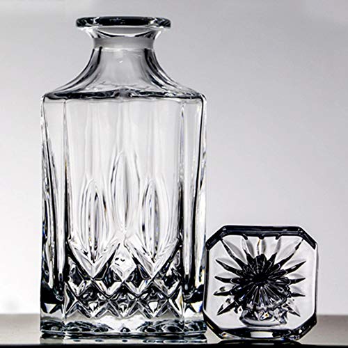 Set De Vasos De Whisky De 3 Piezas Jarra De Vidrio Artesanal Italiana, Jarras De Licor con Cristal De 2 Piezas, Vidrio Sin Plomo, Jarra Personalizada para Vino, Borbón, Brandy, 750 Ml