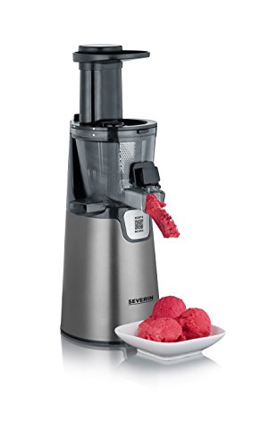 SEVIR ES 3571 Exprimidor a baja velocidad incluye accesorio para fruta helada, 150 W, color gris metalizado, negro, acero inoxidable