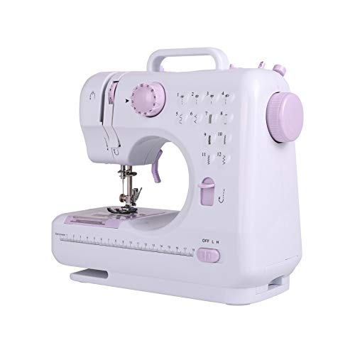 Sfeomi Maquina de Coser Electrica 12 Puntadas Mini Maquina de Coser Portatil con Luz de LED Sewing Machine para Ropa, Fundas de Almohadas, Sábanas