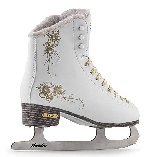 SFR Skates Glitra Patines Sobre Hielo, Unisex Niños, Blanco/(White), 37