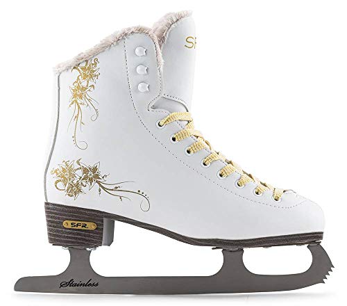 SFR Skates Glitra Patines Sobre Hielo, Unisex Niños, Blanco/(White), 37