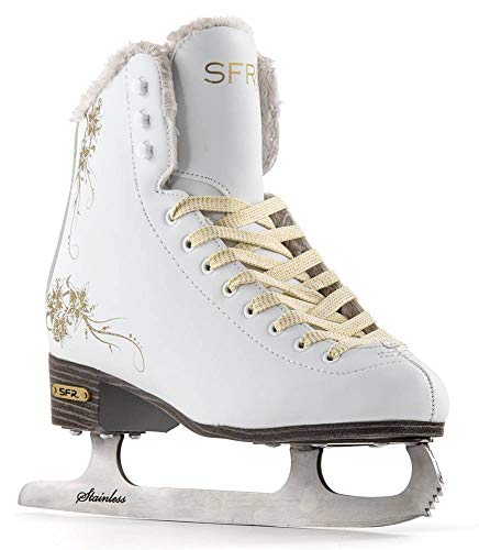 SFR Skates Glitra Patines Sobre Hielo, Unisex Niños, Blanco/(White), 37