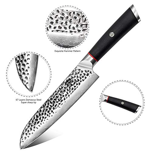 SHAN ZU Cuchillo de Cocina Santoku Damasco