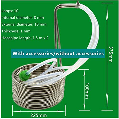 SHENMU El Agua de refrigeración en Espiral, Refrigerador de inmersión, rápido enfriamiento de la Cerveza Mash, Acero Inoxidable contraflujo Wort Chiller, 10 de enfriamiento Loops