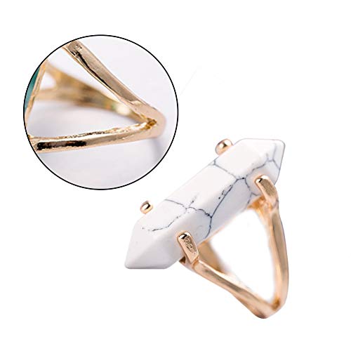 shentaotao Natural del Anillo del Cristal Pulido En Tambor Gemas Piedras Columna Hexagonal Ágata Anillo De La Joyería del Partido De Boda Mujeres