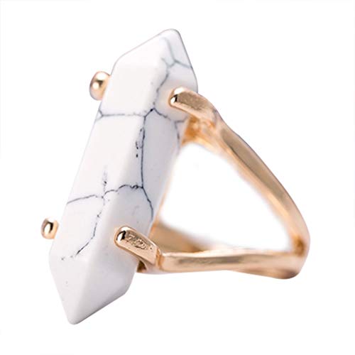 shentaotao Natural del Anillo del Cristal Pulido En Tambor Gemas Piedras Columna Hexagonal Ágata Anillo De La Joyería del Partido De Boda Mujeres