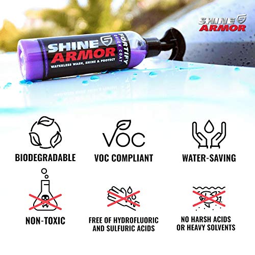SHINE ARMOR Fortify Quick Coat - Revestimiento de cerámica - Pulverizador de cera para coche, lavado y cera sin agua, capa superior hidrofóbica y sellador de pintura de polímero