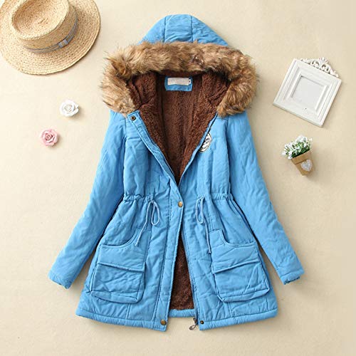 SHOBDW Invierno Mujeres Moda Informal más Gruesa Slim sólido Abajo Chaqueta Abrigo (Cielo Azul, M)