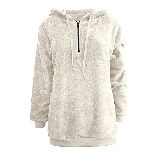 SHOBDW Liquidación Venta Mujer Sudadera con Capucha Suelta Tallas Grandes Jersey de Mujer Jersey otoño Invierno Manga Larga Remata Abrigo cálido (2XL, Blanco)