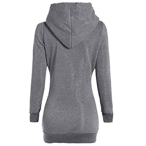 SHOBDW Mujer Liquidación Venta Sudadera con Capucha para de Color sólido Casual Fit Recta Invierno Manga Larga Tops Abrigos Chaqueta Sexy Vestidos Delgados (M, S-Gris)