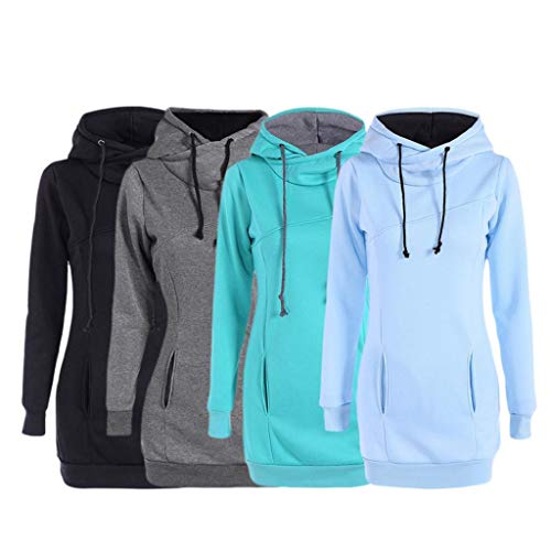 SHOBDW Mujer Liquidación Venta Sudadera con Capucha para de Color sólido Casual Fit Recta Invierno Manga Larga Tops Abrigos Chaqueta Sexy Vestidos Delgados (M, S-Gris)
