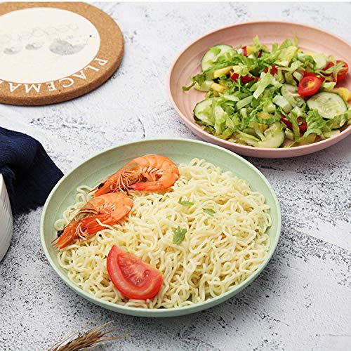 Shopwithgreen Platos ligeros de paja de trigo - 4 paquetes de platos irrompibles de 7.8 ', aptos para lavavajillas y microondas, saludables para niños, niños