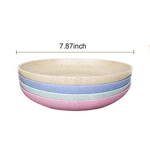 Shopwithgreen Platos ligeros de paja de trigo - 4 paquetes de platos irrompibles de 7.8 ', aptos para lavavajillas y microondas, saludables para niños, niños